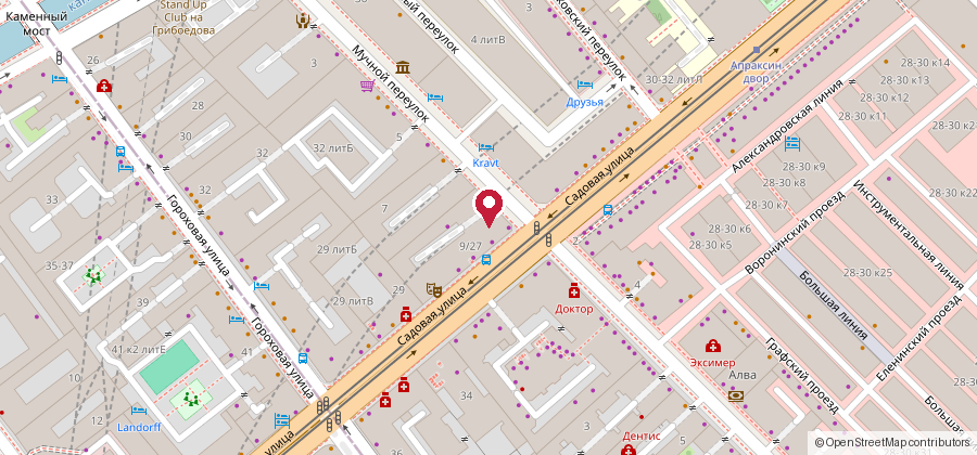 Map: Muchnoy pereulok 9/27, Saint Petersburg